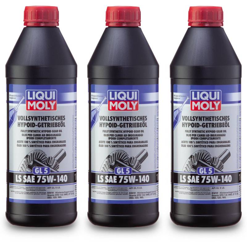 3x LIQUI MOLY 4421 Vollsynthetisches Hypoid-Getriebeöl (GL5) LS SAE 75W-140 1L von Liqui Moly