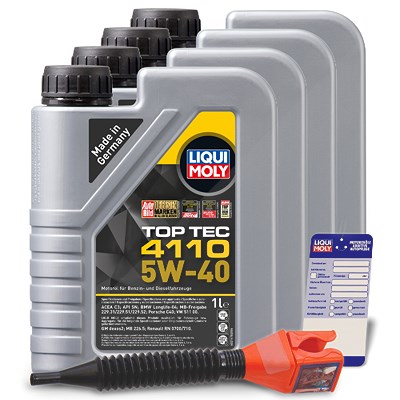 Liqui Moly 4x 1 L Top Tec 4110 5W-40 + Ölwechsel-Anhänger + Einfülltrichter [Hersteller-Nr. 21478] von Liqui Moly