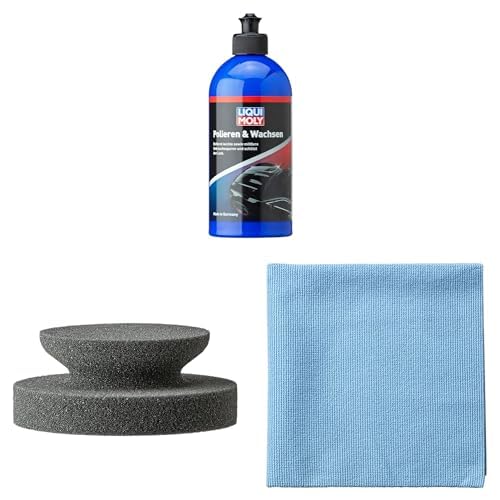 Bundle LIQUI MOLY Polieren & Wachsen 500 ml | Handpolierschwamm weich 2 Stück | Microfasertuch Lack 1 Stück von Liqui Moly