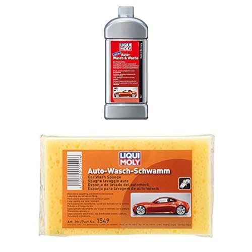 Bundle aus LIQUI MOLY Auto-Wasch & Wachs | 1 L | Autopflege | Art.-Nr.: 1542 + LIQUI MOLY Auto-Wasch-Schwamm | 1 Stk | Autopflege | Art.-Nr.: 1549 von Liqui Moly