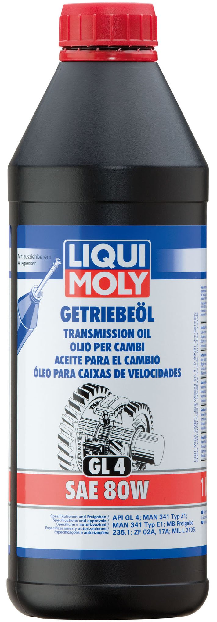 LIQUI MOLY Getriebeöl (GL4) SAE 80W | 1 L | Getriebeöl | Hydrauliköl | Art.-Nr.: 1020, farblos von Liqui Moly