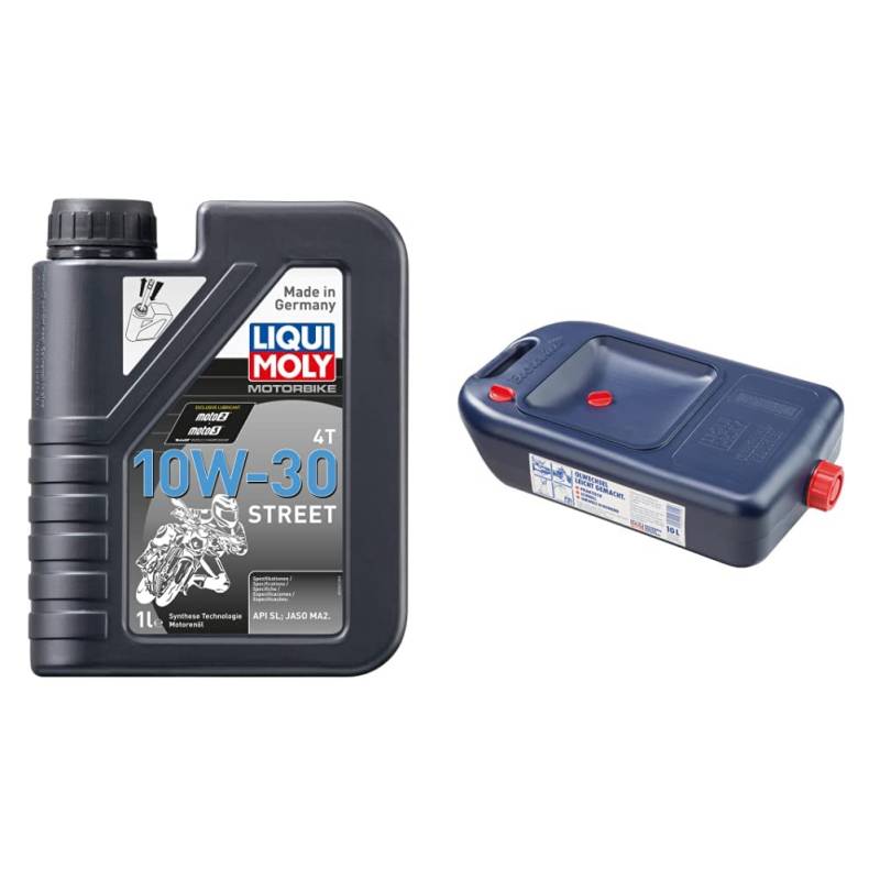 LIQUI MOLY 1688 Motorbike 4T 10W-30 Street 4 l & P000430 Moly Ölwechsel-Kanister 7055 Ölwechsel-Kanister von Liqui Moly