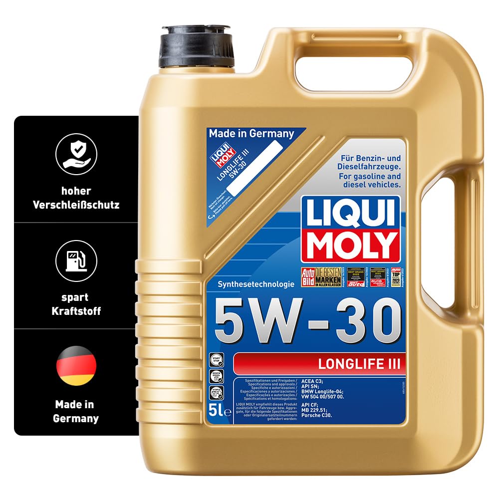 LIQUI MOLY Longlife III 5W-30 | 5 L | Synthesetechnologie Motoröl | Art.-Nr.: 20647, farblos von Liqui Moly