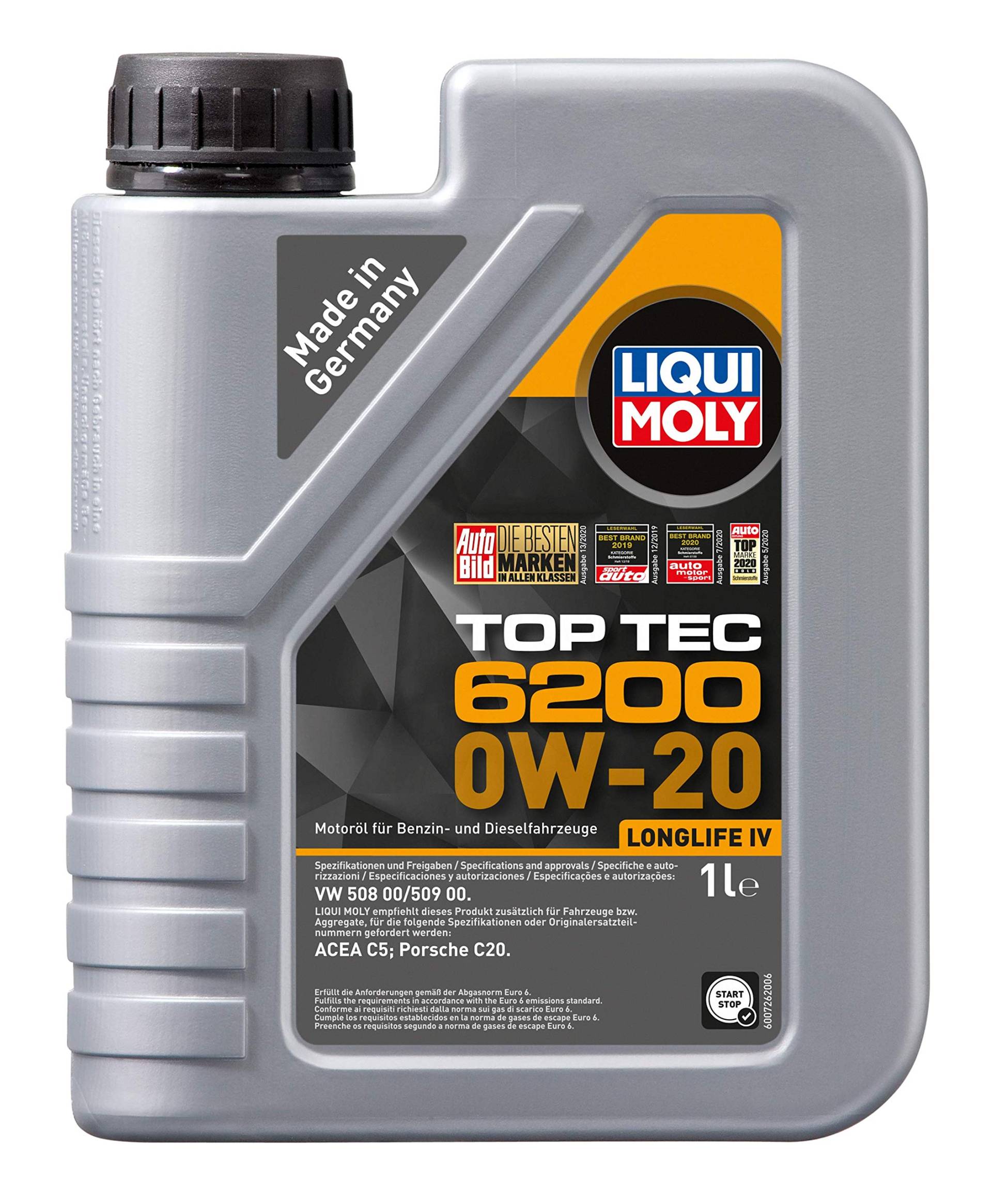 LIQUI MOLY Top Tec 6200 0W-20 | 1 L | Synthesetechnologie Motoröl | Art.-Nr.: 20780, farblos von Liqui Moly