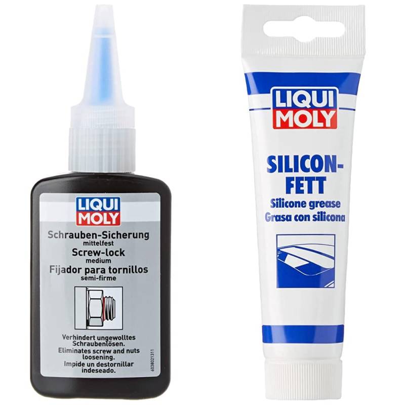 LIQUI MOLY 3802 Schraubensicherung mittelfest 50 g & P000364 3312 Silicon-Fett transparent 100 g von Liqui Moly