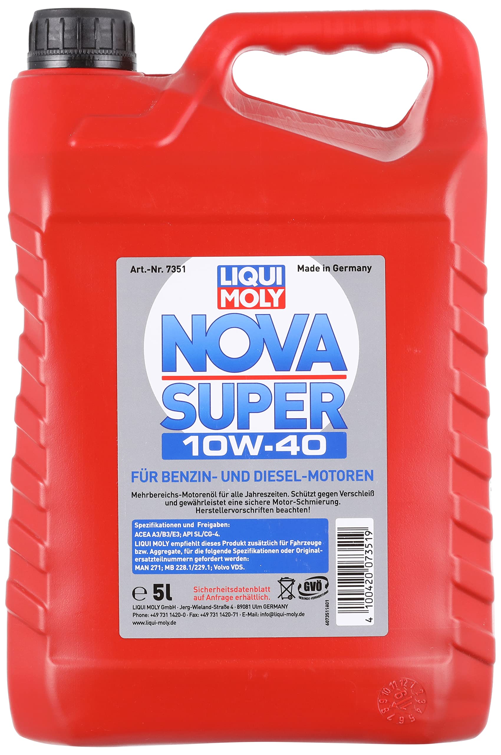LIQUI MOLY Nova Super 10W-40 | 5 L | mineralisches Motoröl | Art.-Nr.: 7351 von Liqui Moly
