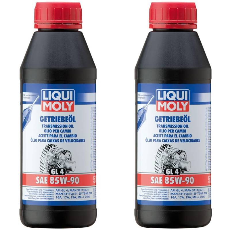 LIQUI MOLY Getriebeöl (GL4) SAE 85W-90 | 500 ml | Getriebeöl | Hydrauliköl | Art.-Nr.: 1403 (Packung mit 2) von Liqui Moly