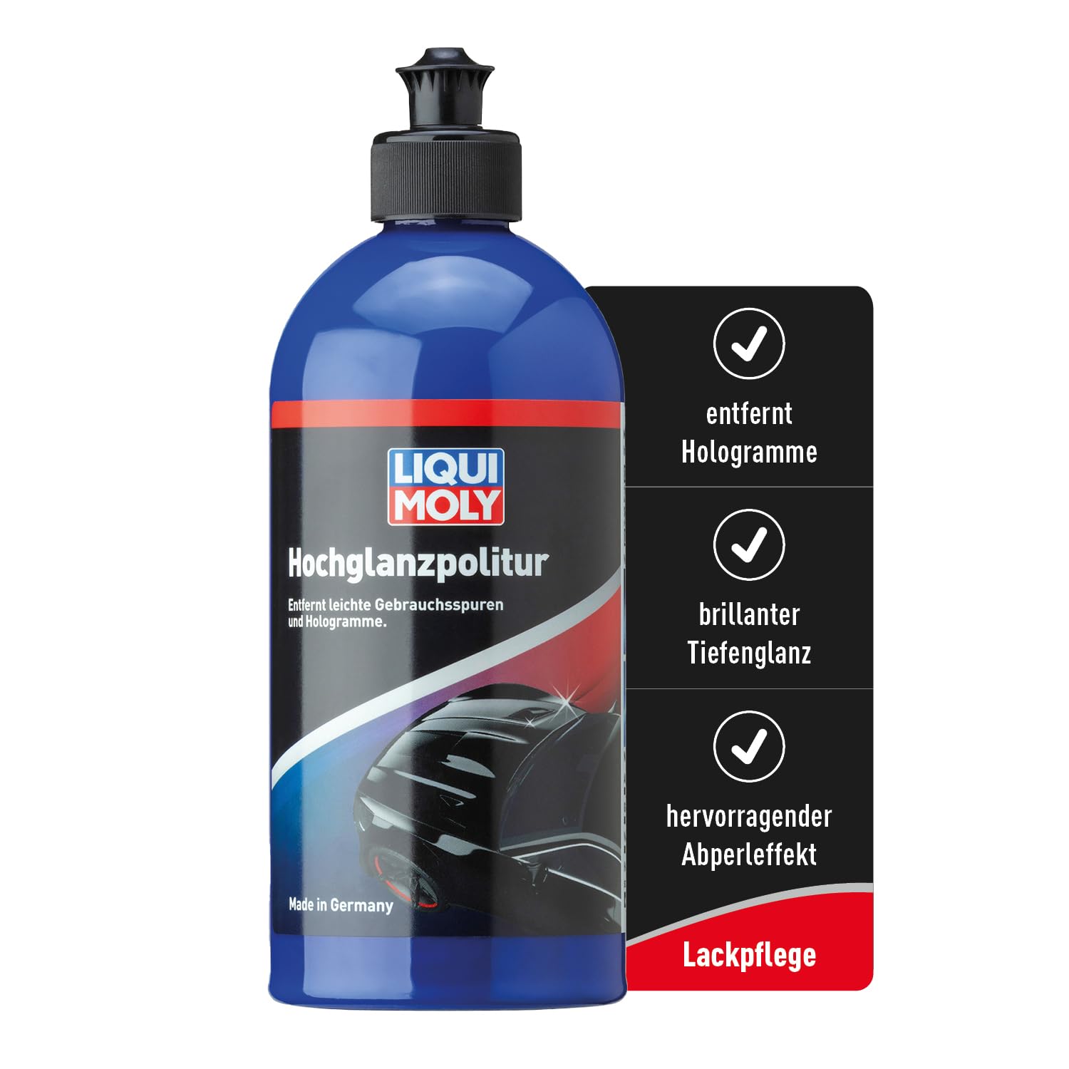 LIQUI MOLY Lackpflege Hochglanzpolitur Art.-Nr.: 21762 I 500 ml Autopolitur zum Entfernen von Hologrammen & leichten Gebrauchsspuren I Hochglanz Lackpolitur mit Langzeitschutz & Abperleffekt von Liqui Moly