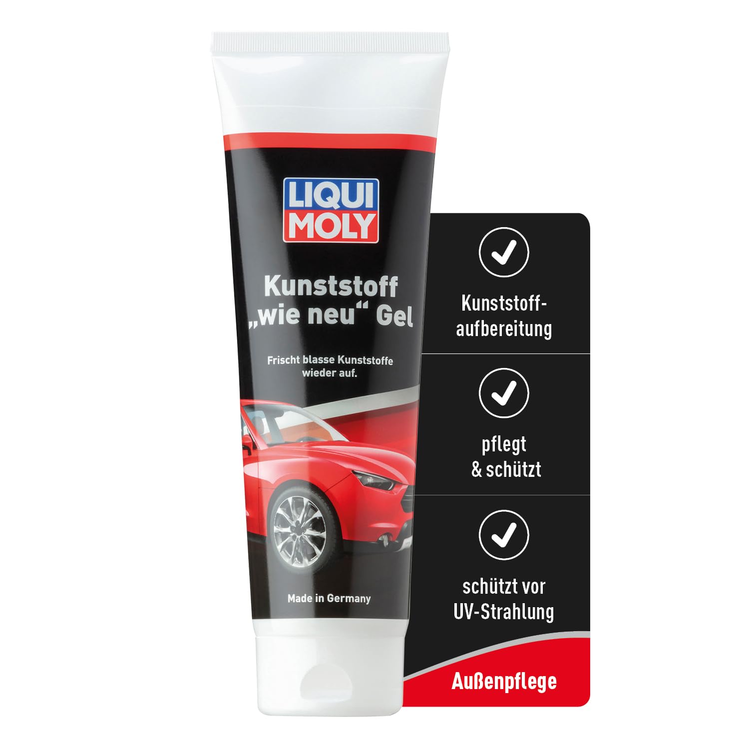 LIQUI MOLY Kunststoff "wie neu" Gel, Art.-Nr. 21899 I 250 ml Kunststoffpflege Auto für verblasste Kunststoffteile I Pflegt, verschönert & schützt I Kunststoff Auffrischer für Außen I UV-beständig von Liqui Moly