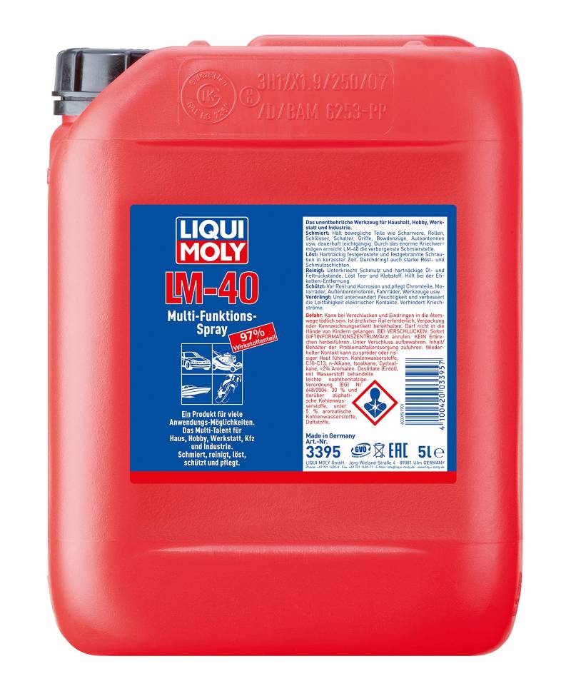 LIQUI MOLY LM 40 Multifunktionsspray | 5 L | Korrosionsschutz | Rostlöser | Art.-Nr.: 3395, farblos von Liqui Moly