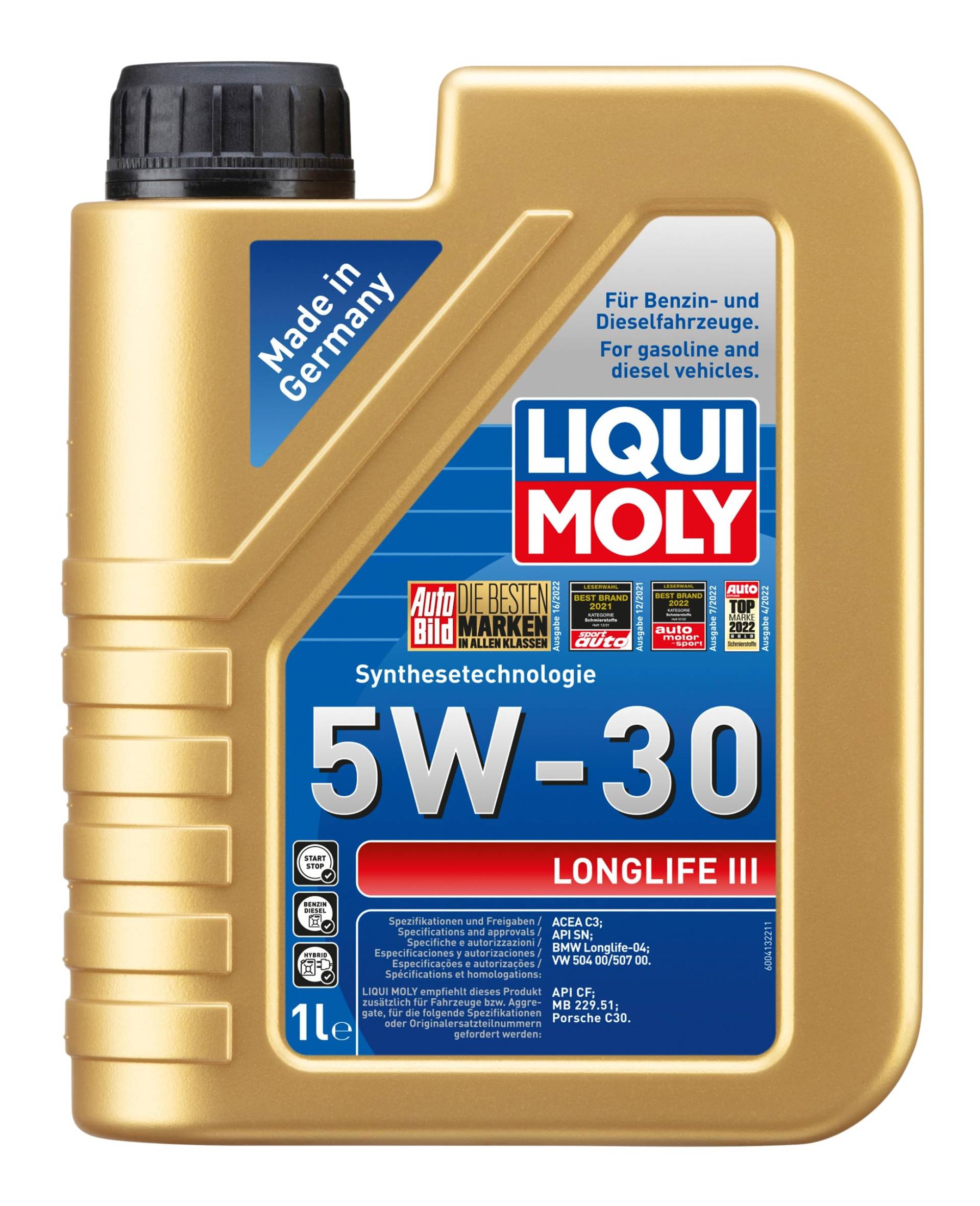 LIQUI MOLY Longlife III 5W-30 | 1 L | Synthesetechnologie Motoröl | Art.-Nr.: 20646, farblos von Liqui Moly