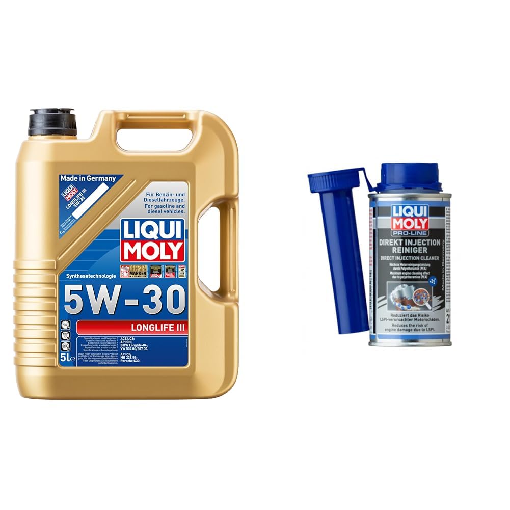 LIQUI MOLY Longlife III 5W-30 | 5 L | Synthesetechnologie Motoröl | Art.-Nr.: 20647 & Pro-Line Direkt Injection Reiniger | 120 ml | Benzinadditiv | Art.-Nr.: 21281 von Liqui Moly