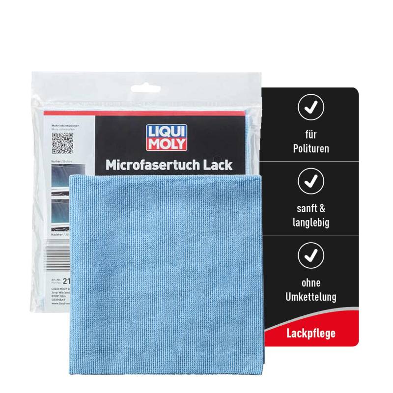 LIQUI MOLY Microfasertuch Lack, 40 x 40 cm I Art.-Nr. 21783 I 1x Microfasertuch Autopflege zum Auspolieren & Entfernen von Polierarbeiten - ohne Kratzer I Waschbares, silikonfreies Auto Mikrofasertuch von Liqui Moly