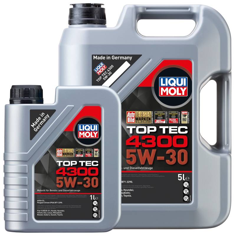 LIQUI MOLY Motoröl Top Tec 4300 5W-30 5 Liter & 1 Liter | 6 Liter Motoröl Set von Liqui Moly