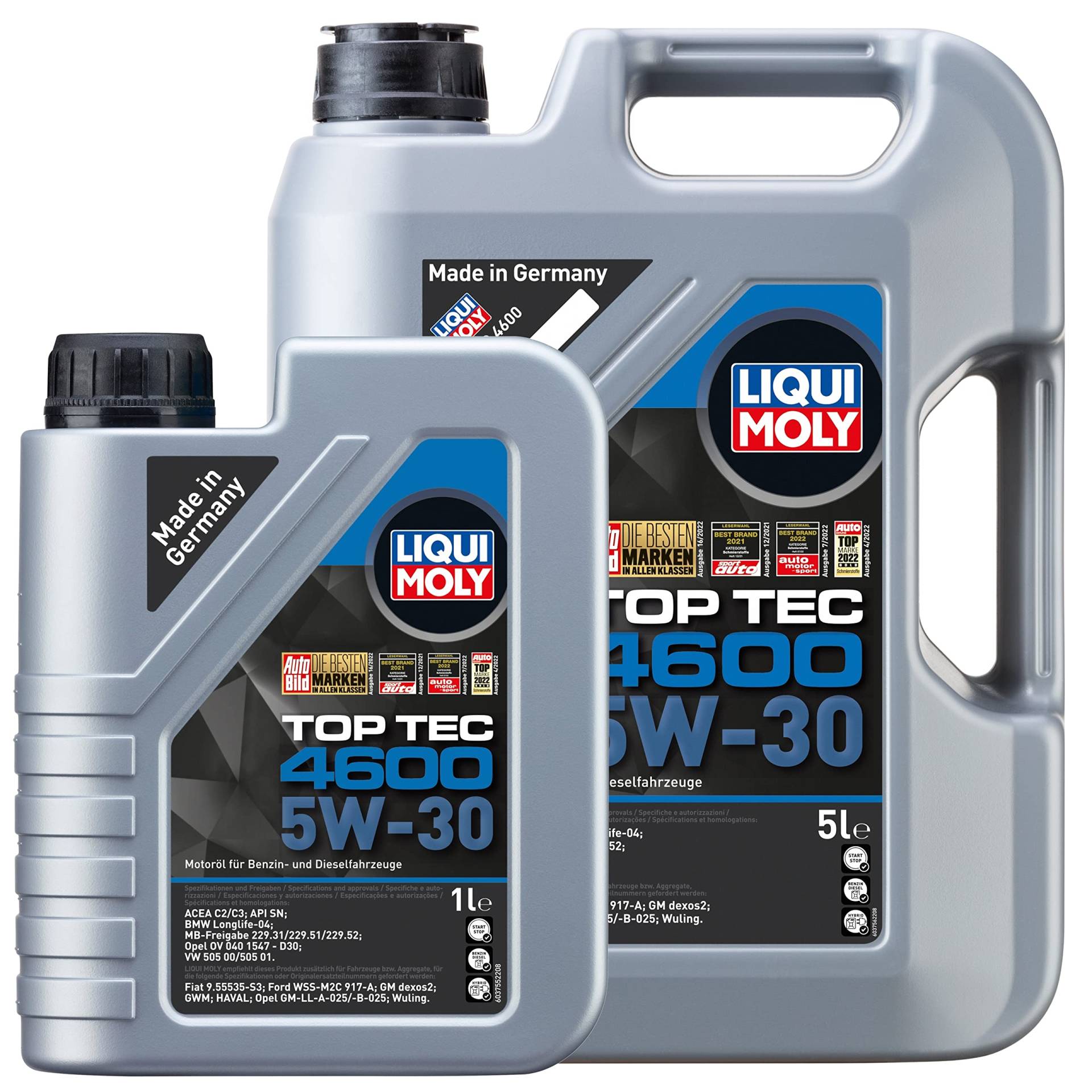 LIQUI MOLY Motoröl Top Tec 4600 5W-30 5 Liter & 1 Liter | 6 Liter Motoröl Set von Liqui Moly