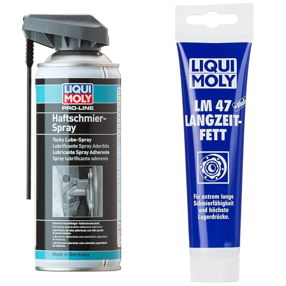 LIQUI MOLY Pro-Line Haftschmierspray | 400 ml | Haftschmierstoff ohne Kupfer | Art.-Nr.: 7388 & LM 47 Langzeitfett + MoS2 | 100 g | Lithium Fett | Art.-Nr.: 3510 von Liqui Moly