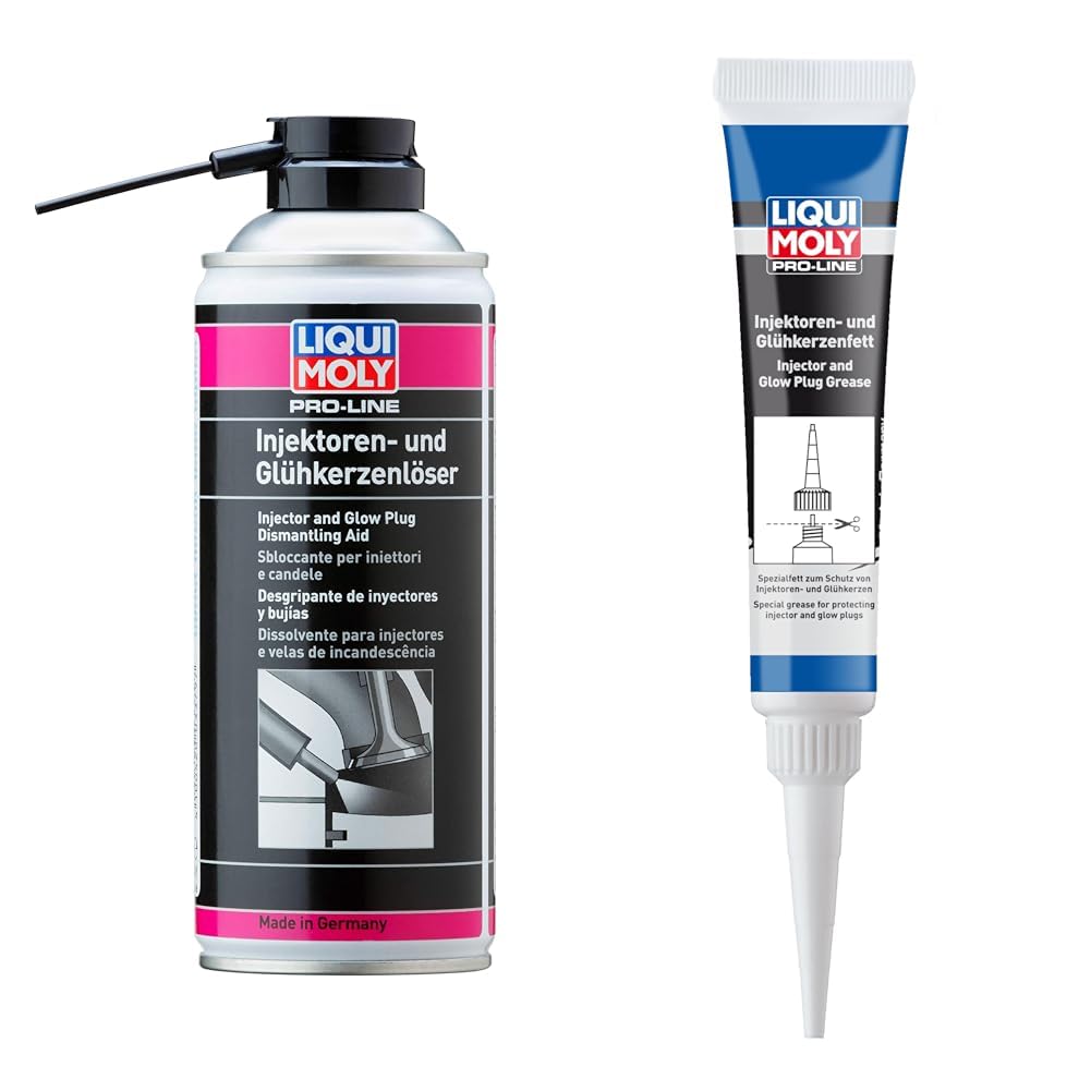 LIQUI MOLY Pro-Line Injektoren- und Glühkerzenlöser | 400 ml | Korrosionsschutz | Rostlöser | Art.-Nr.: 3379 & Pro-Line Injektoren- und Glühkerzenfett | 20 g | Lithium Fett | Art.-Nr.: 3381 von Liqui Moly