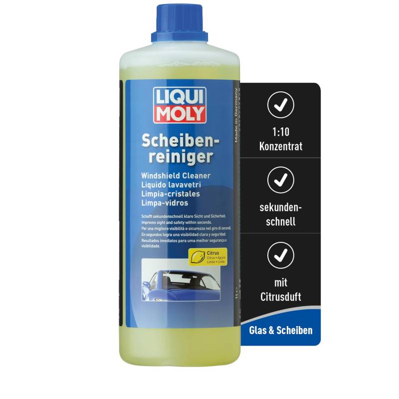 LIQUI MOLY Scheibenwischwasser Scheibenreiniger Citrus, Art.-Nr.: 1514 1 L Auto Wischwasser Konzentrat 1:10 Mischung, 1 L Konzentrat für 10 L Streifenfrei mit Zitronenduft von Liqui Moly