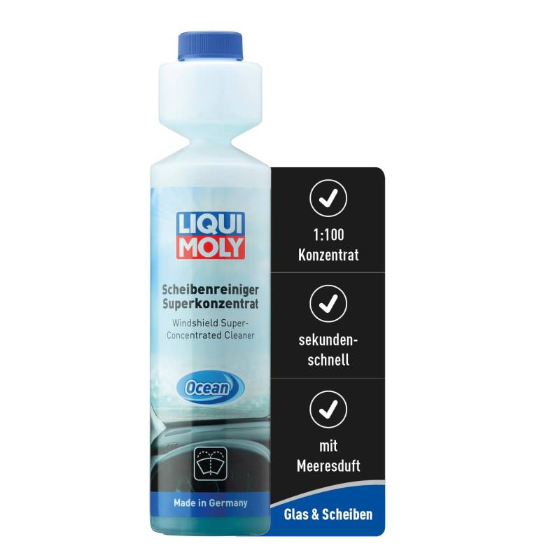 LIQUI MOLY Scheibenwischwasser Scheibenreiniger-Superkonzentrat Ocean, Art.-Nr. 21708 I 250 ml Scheiben-Wischwasser Konzentrat mit Meeres-Duft für eine schnelle Reinigung I Mischverhältnis 1:100 von Liqui Moly