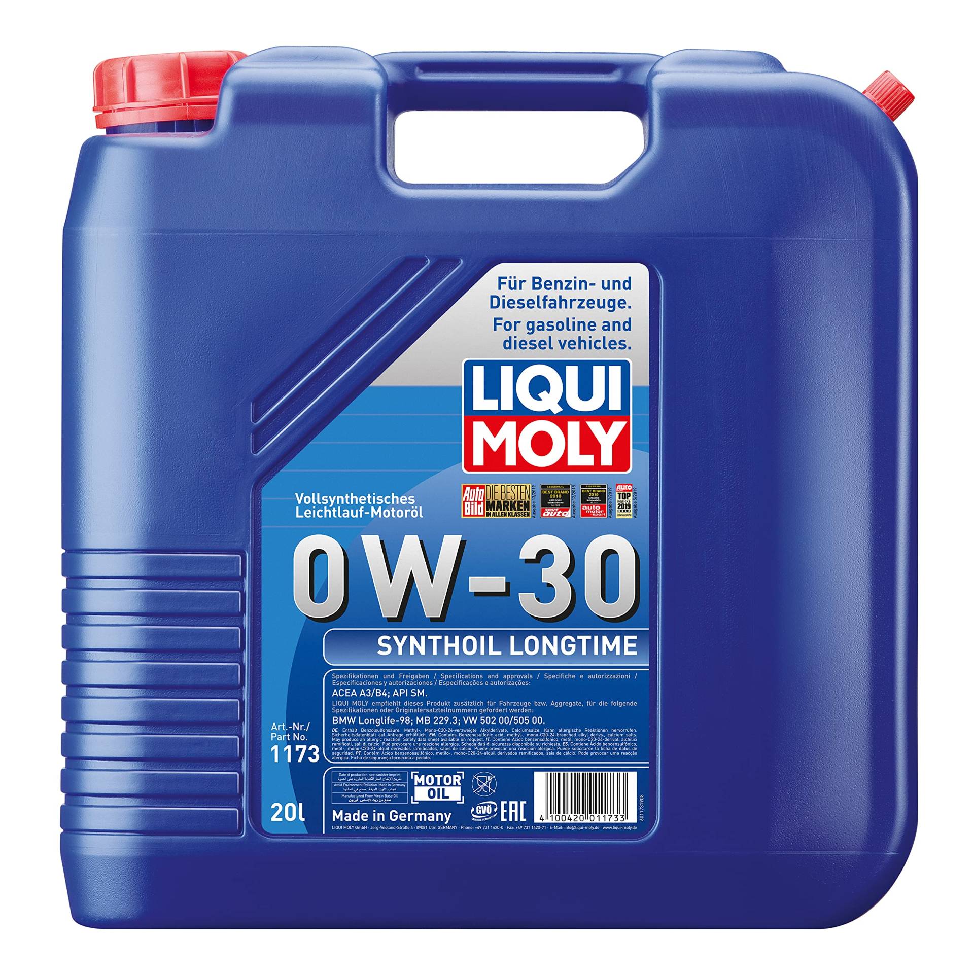 LIQUI MOLY Synthoil Longtime 0W-30 | 20 L | vollsynthetisches Motoröl | Art.-Nr.: 1173 von Liqui Moly