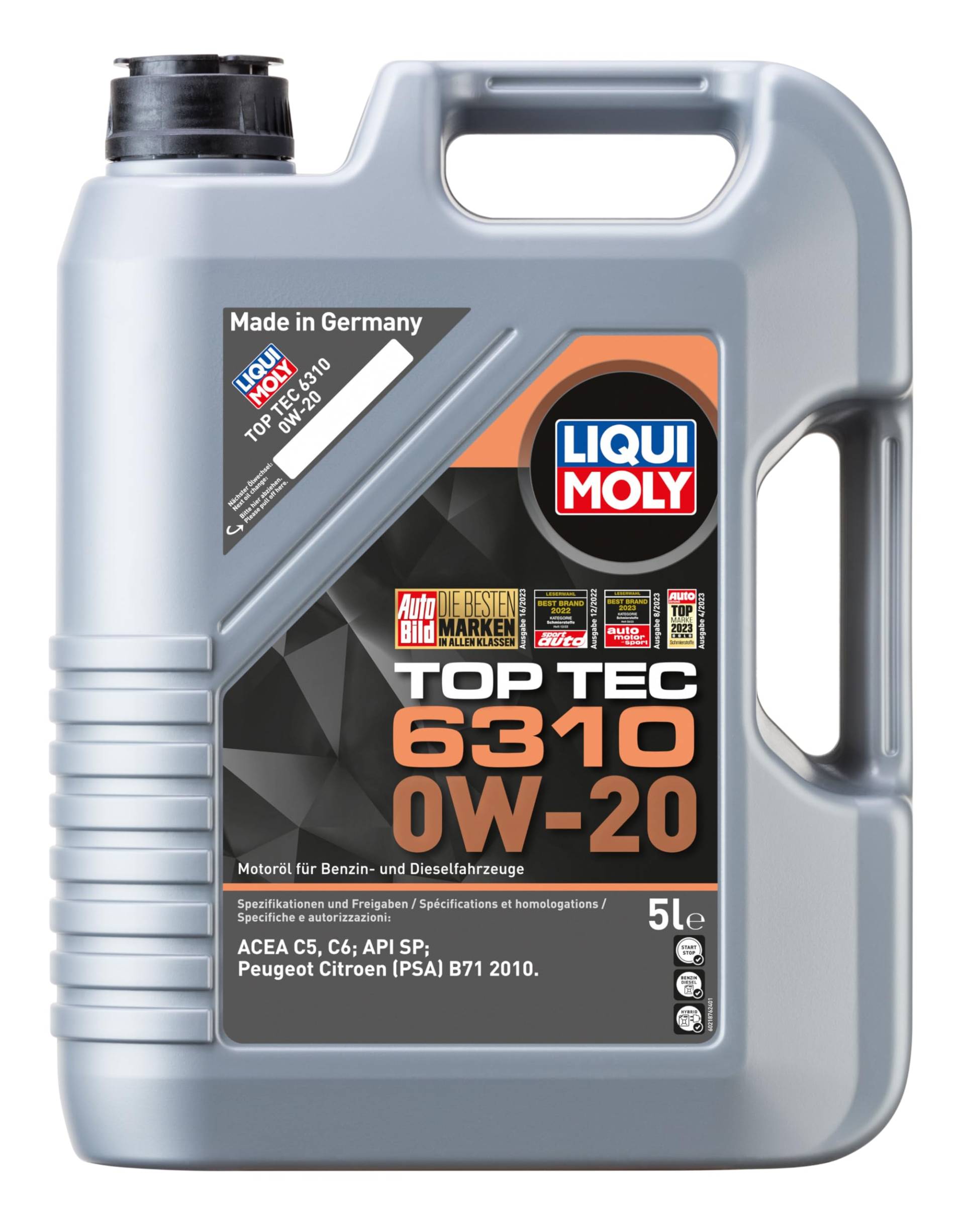 LIQUI MOLY Top Tec 6310 0W-20 | 5 L | Synthesetechnologie Motoröl | Art.-Nr.: 21876, farblos von Liqui Moly