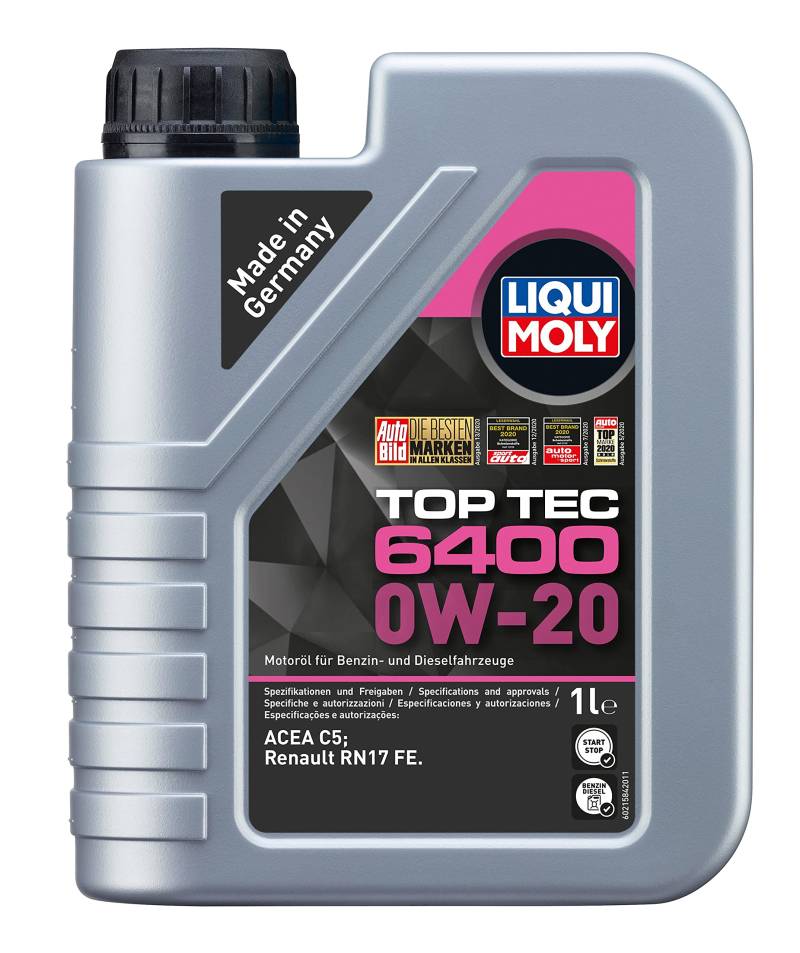 LIQUI MOLY Top Tec 6400 0W-20 | 1 L | Synthesetechnologie Motoröl | Art.-Nr.: 21584 von Liqui Moly