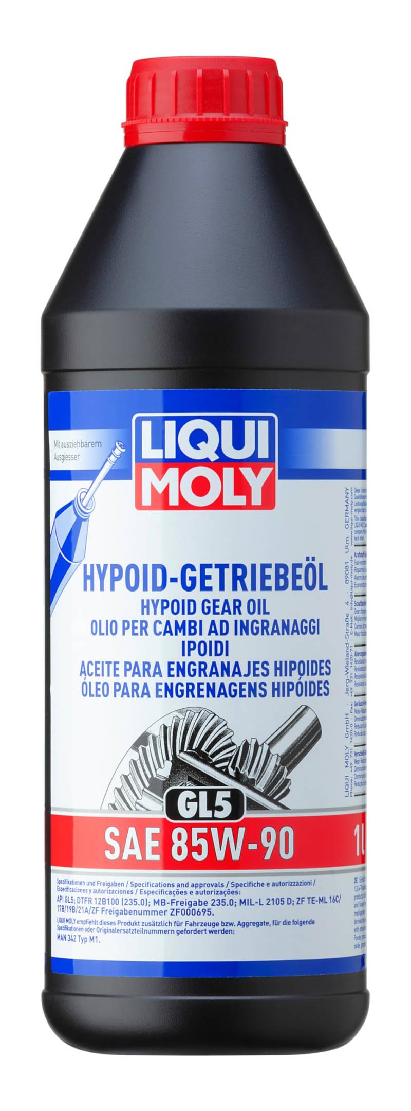 LIQUI MOLY Hypoid-Getriebeöl (GL5) SAE 85W-90 | 1 L | Getriebeöl | Hydrauliköl | Art.-Nr.: 1035, farblos von Liqui Moly