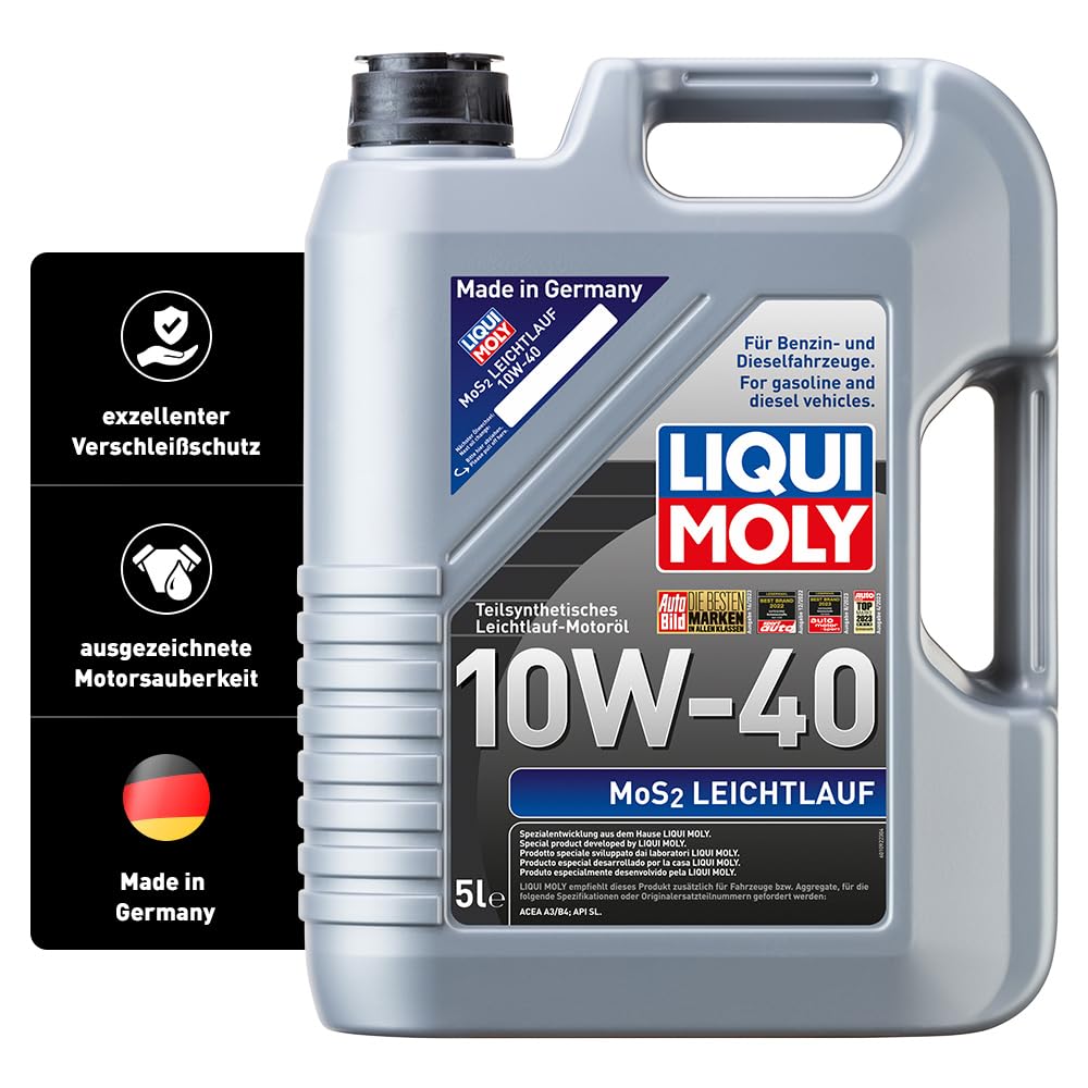 LIQUI MOLY MoS2 Leichtlauf 10W-40 | 5 L | teilsynthetisches Motoröl | Art.-Nr.: 1092, farblos von Liqui Moly