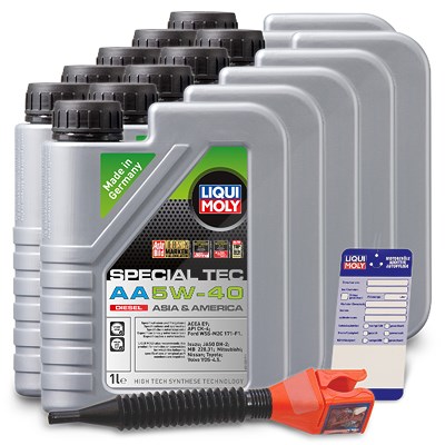 Liqui Moly 10x 1 L Special Tec AA 5W-40 Diesel + Ölwechsel-Anhänger + Einfül [Hersteller-Nr. 21330] von Liqui Moly