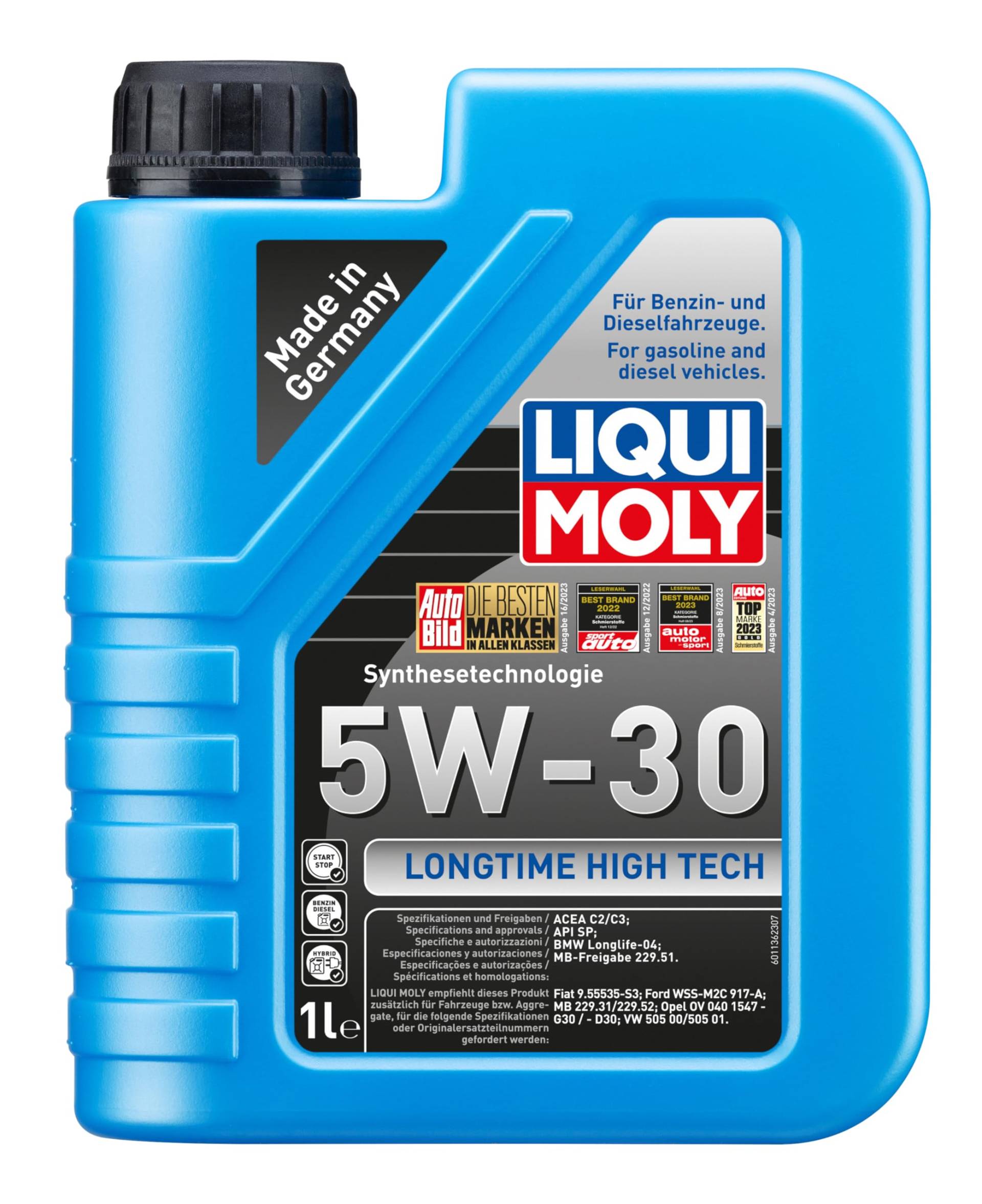 LIQUI MOLY Longtime High Tech 5W-30 | 1 L | Synthesetechnologie Motoröl | Art.-Nr.: 1136, farblos von Liqui Moly