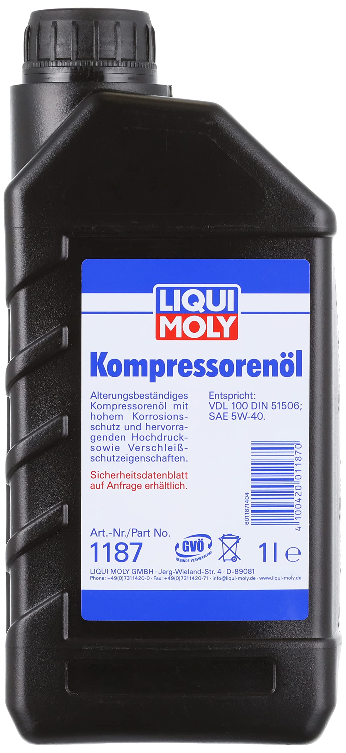 LIQUI MOLY Kompressorenöl | 1 L | Kompressorenöl | Art.-Nr.: 1187, farblos von Liqui Moly