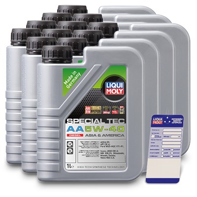 Liqui Moly 12x 1 L Special Tec AA 5W-40 Diesel + Ölwechsel-Anhänger [Hersteller-Nr. 21330] von Liqui Moly