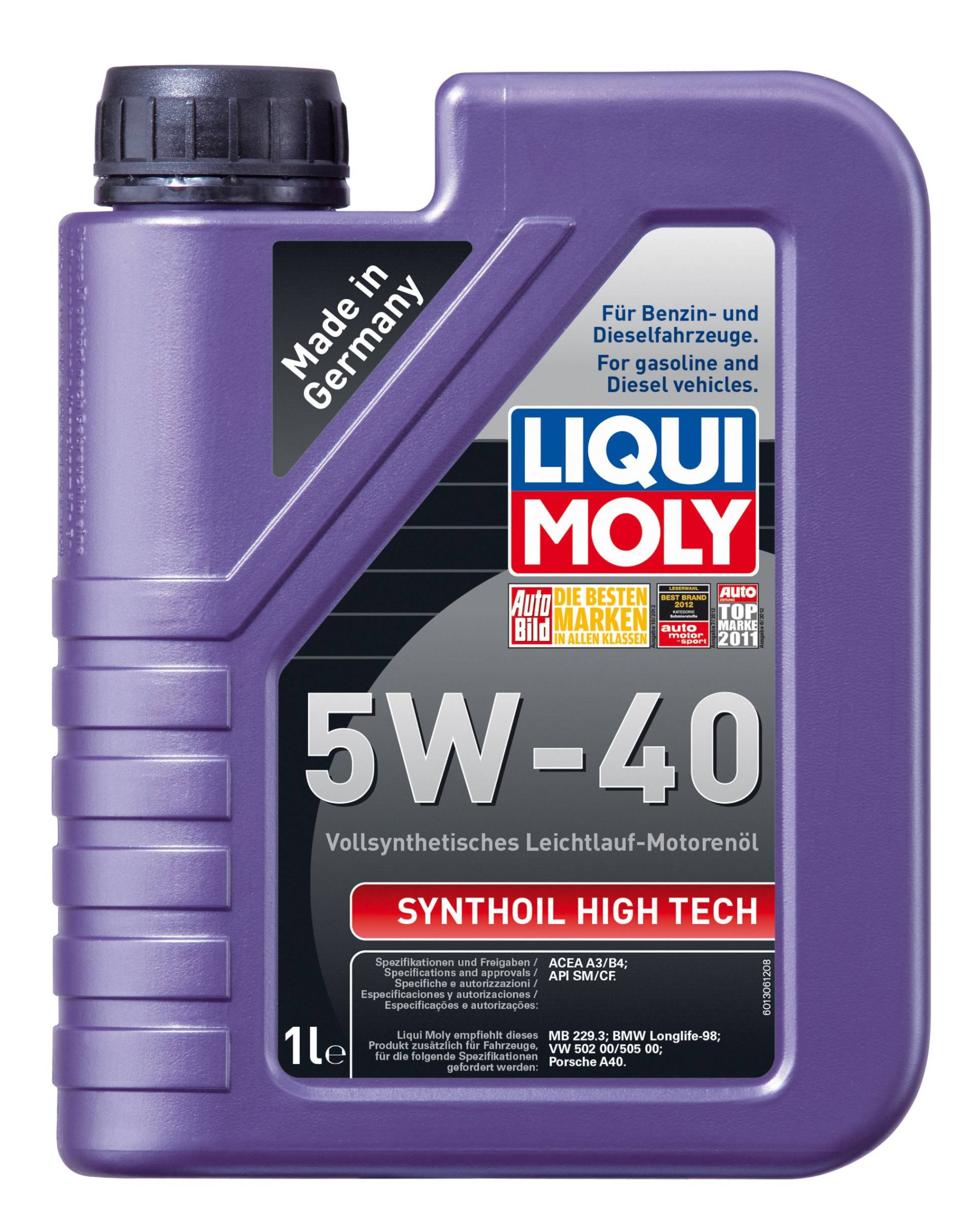 LIQUI MOLY Synthoil High Tech 5W-40 | 1 L | vollsynthetisches Motoröl | Art.-Nr.: 1306, farblos von Liqui Moly