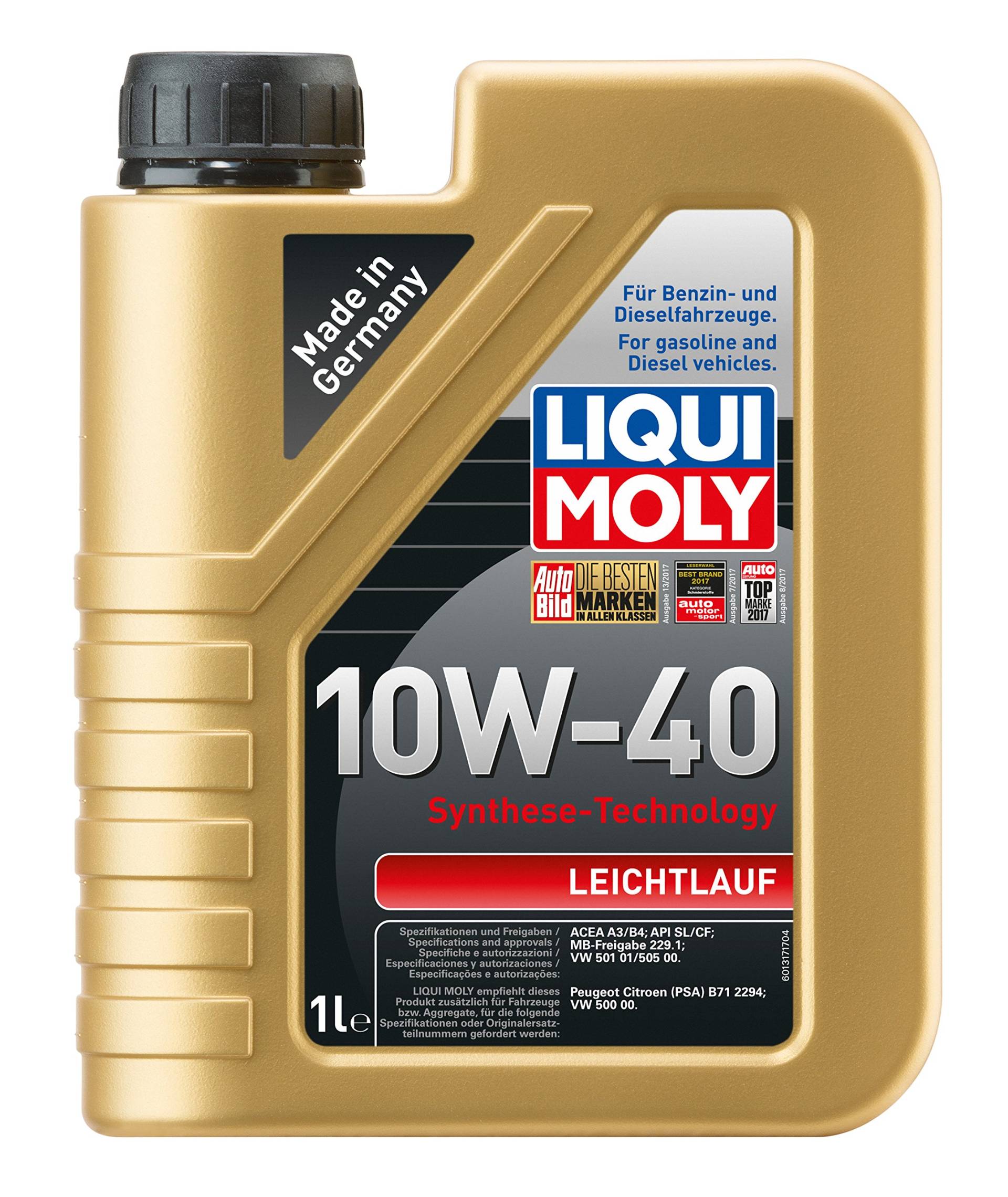 LIQUI MOLY Leichtlauf 10W-40 | 1 L | Synthesetechnologie Motoröl | Art.-Nr.: 1317, farblos von Liqui Moly