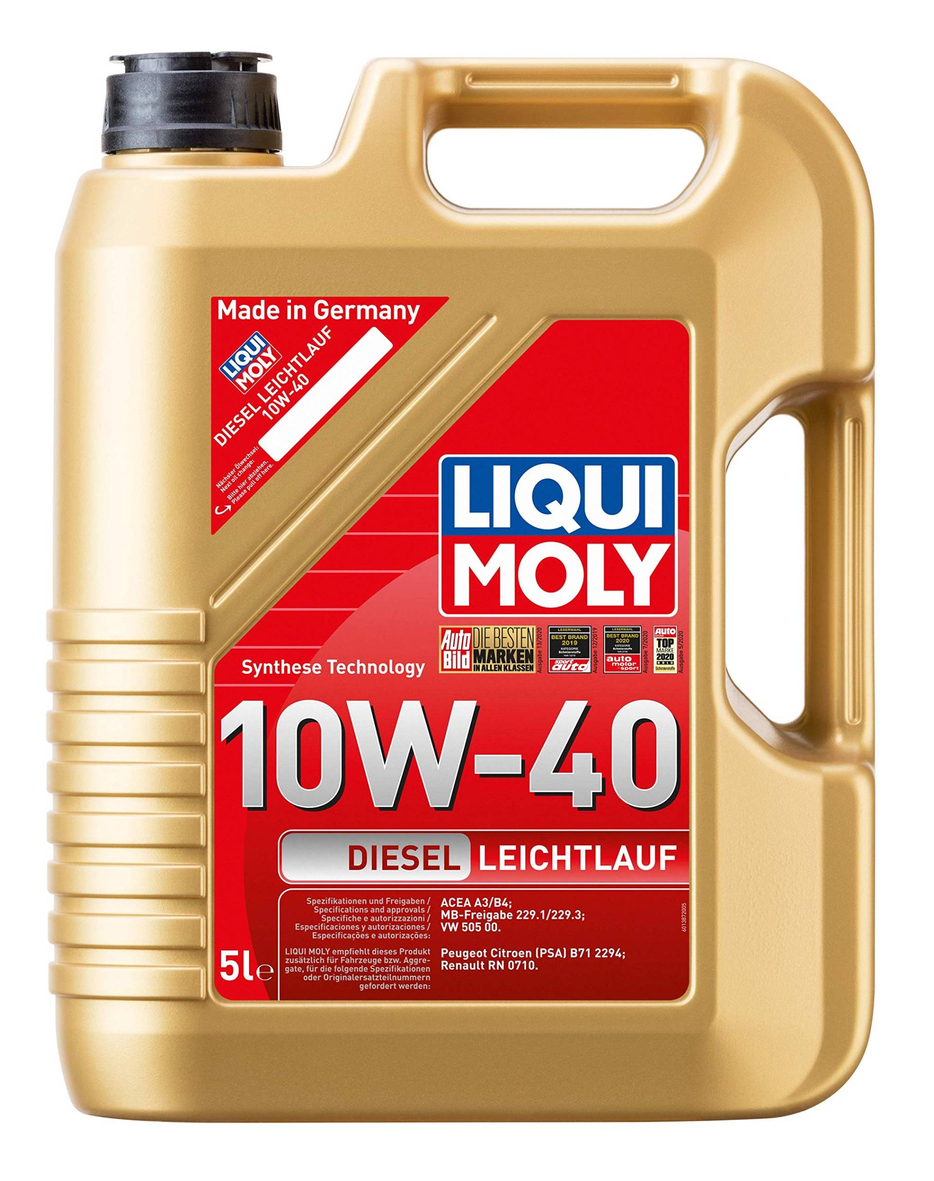 LIQUI MOLY Diesel Leichtlauf 10W-40 | 5 L | Synthesetechnologie Motoröl | Art.-Nr.: 1387 von Liqui Moly