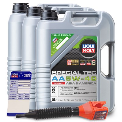 Liqui Moly 15 L Special Tec AA 5W-40 Diesel + Ölwechsel-Anhänger + Einfülltr [Hersteller-Nr. 21332] von Liqui Moly