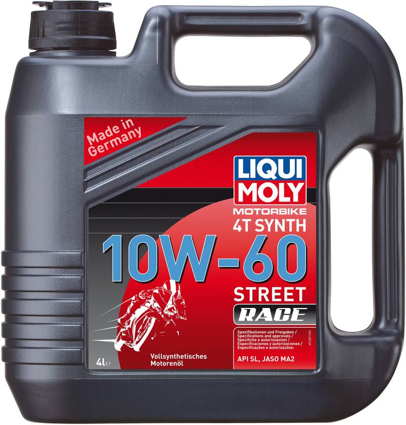 LIQUI MOLY Motorbike 4T Synth 10W-60 Street Race | 4 L | Motorrad 4-Takt-Öl | Art.-Nr.: 1687, farblos von Liqui Moly