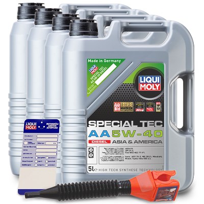 Liqui Moly 20 L Special Tec AA 5W-40 Diesel + Ölwechsel-Anhänger + Einfülltr [Hersteller-Nr. 21332] von Liqui Moly