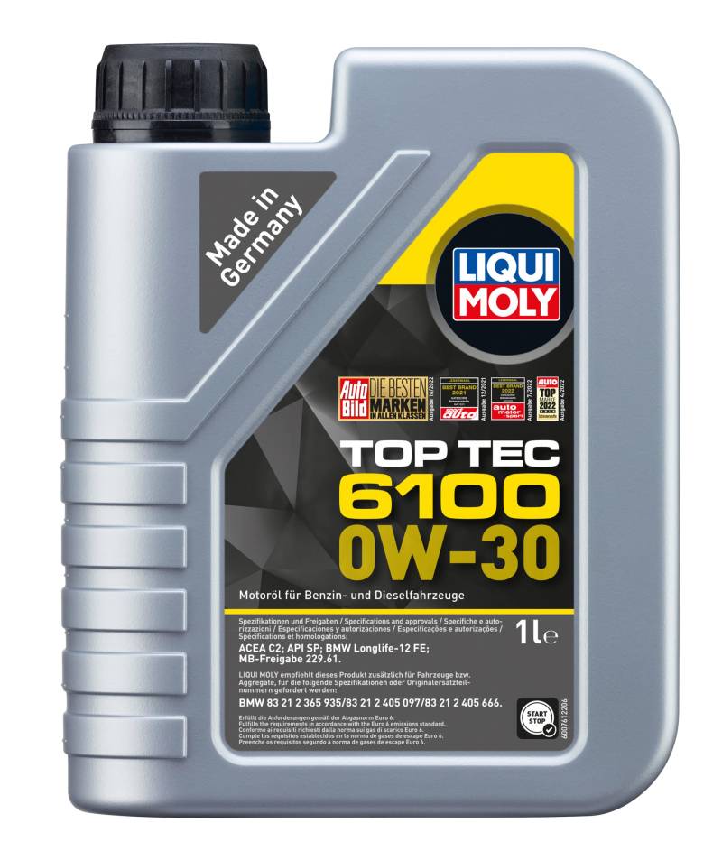 LIQUI MOLY Top Tec 6100 0W-30 | 1 L | Synthesetechnologie Motoröl | Art.-Nr.: 20770, farblos von Liqui Moly