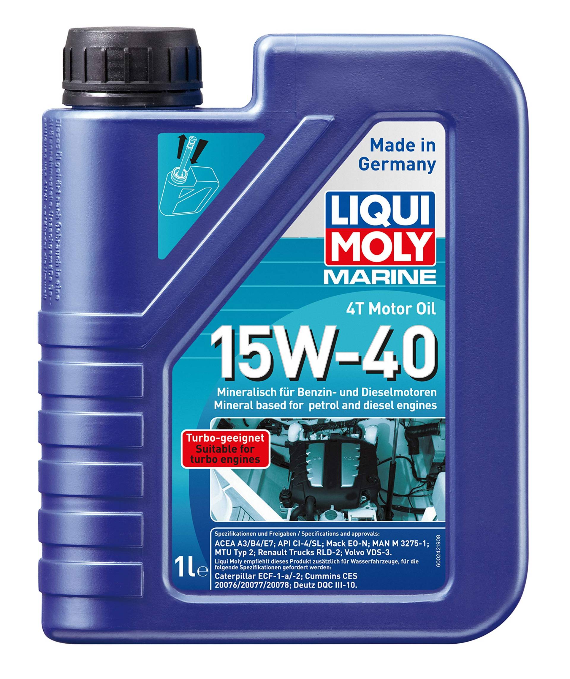 LIQUI MOLY Marine 4T Motor Oil 15W-40 | 1 L | Boot mineralisches Motoröl | Art.-Nr.: 25015, farblos von Liqui Moly