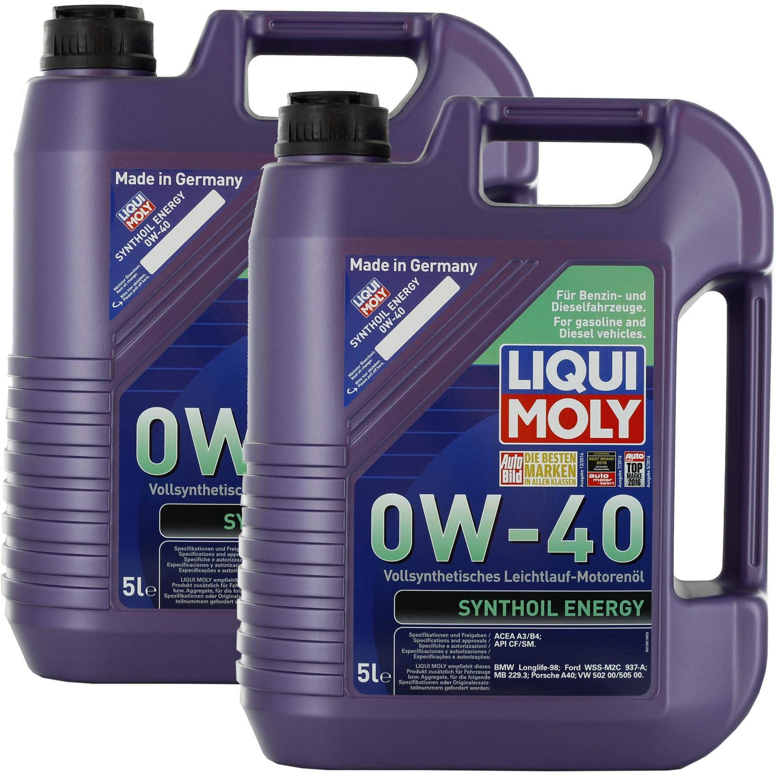 Liqui Moly 2X 1361 Synthoil Energy 0W-40 Motoröl Vollsynthetisch 5L von Liqui Moly