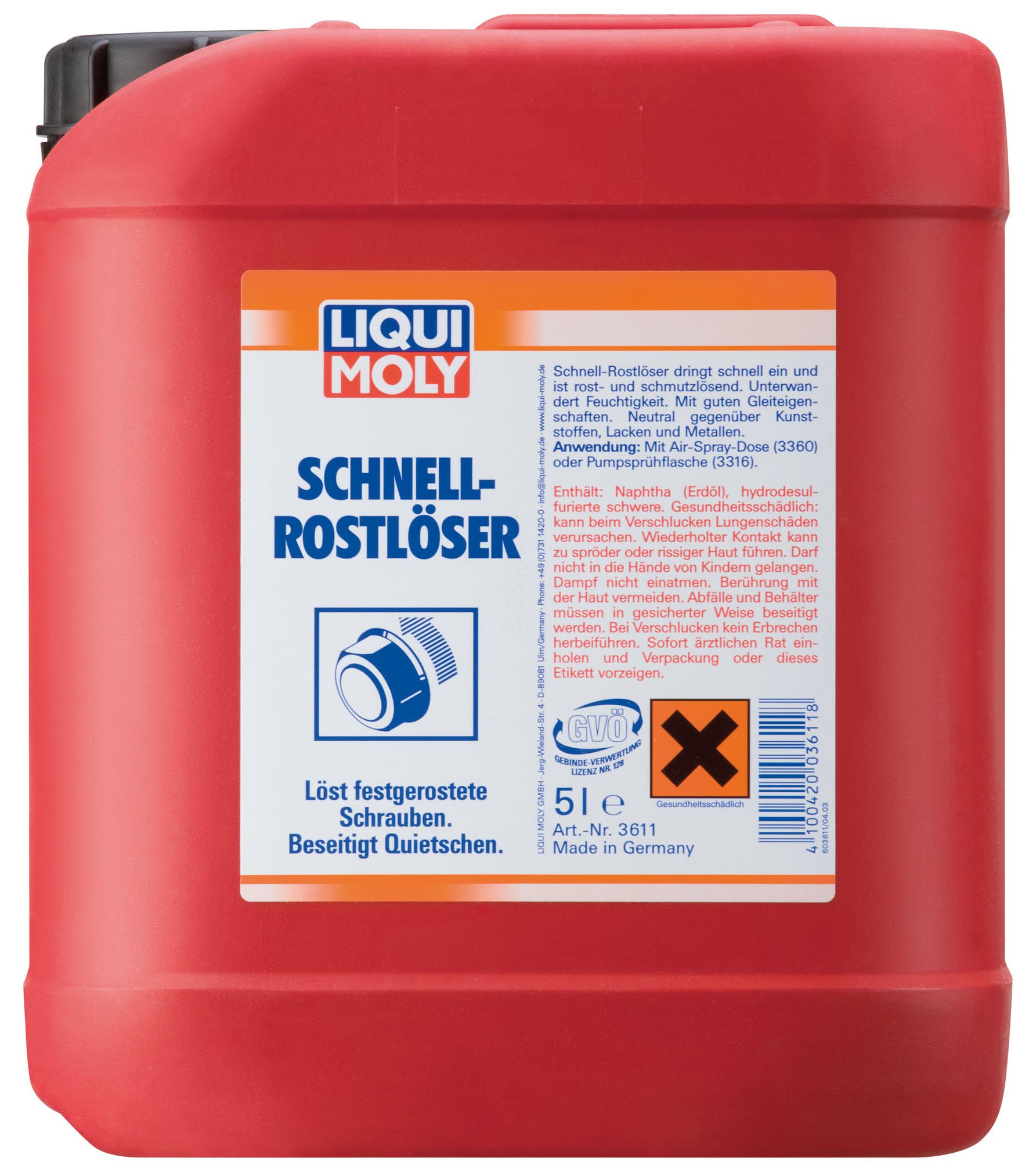 LIQUI MOLY Schnellrostlöser | 5 L | Korrosionsschutz | Rostlöser | Art.-Nr.: 3611, farblos von Liqui Moly