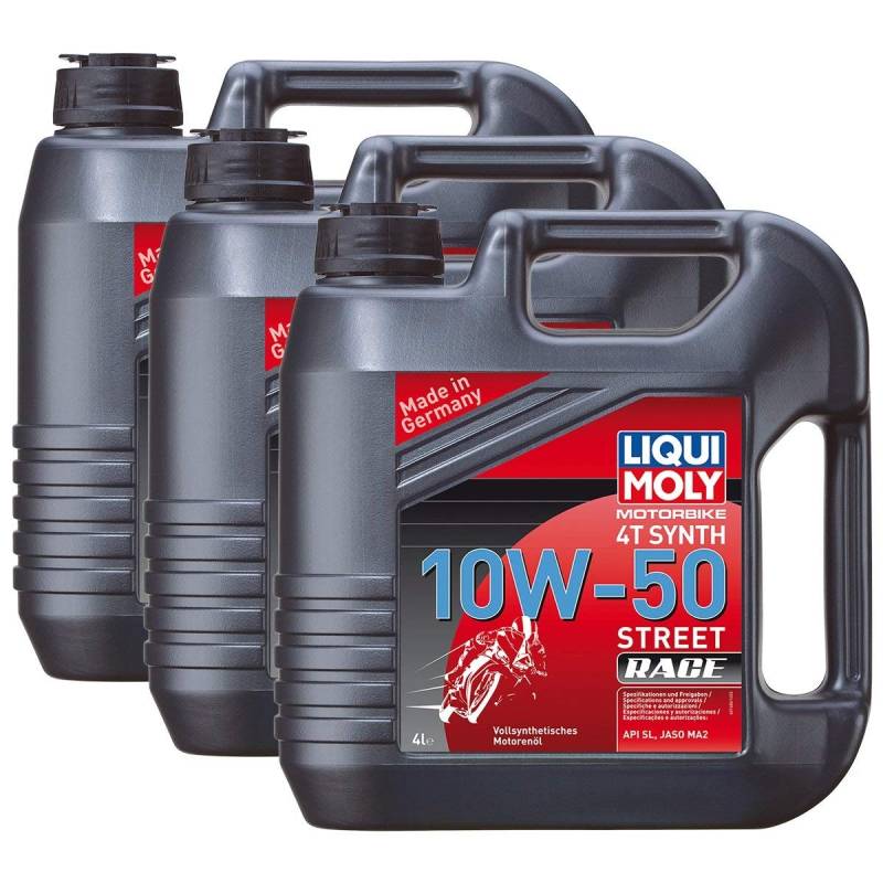 Liqui Moly 3X 1686 Motorbike 4T Synth Motorradsport Street Race 10W-50 4L von Liqui Moly