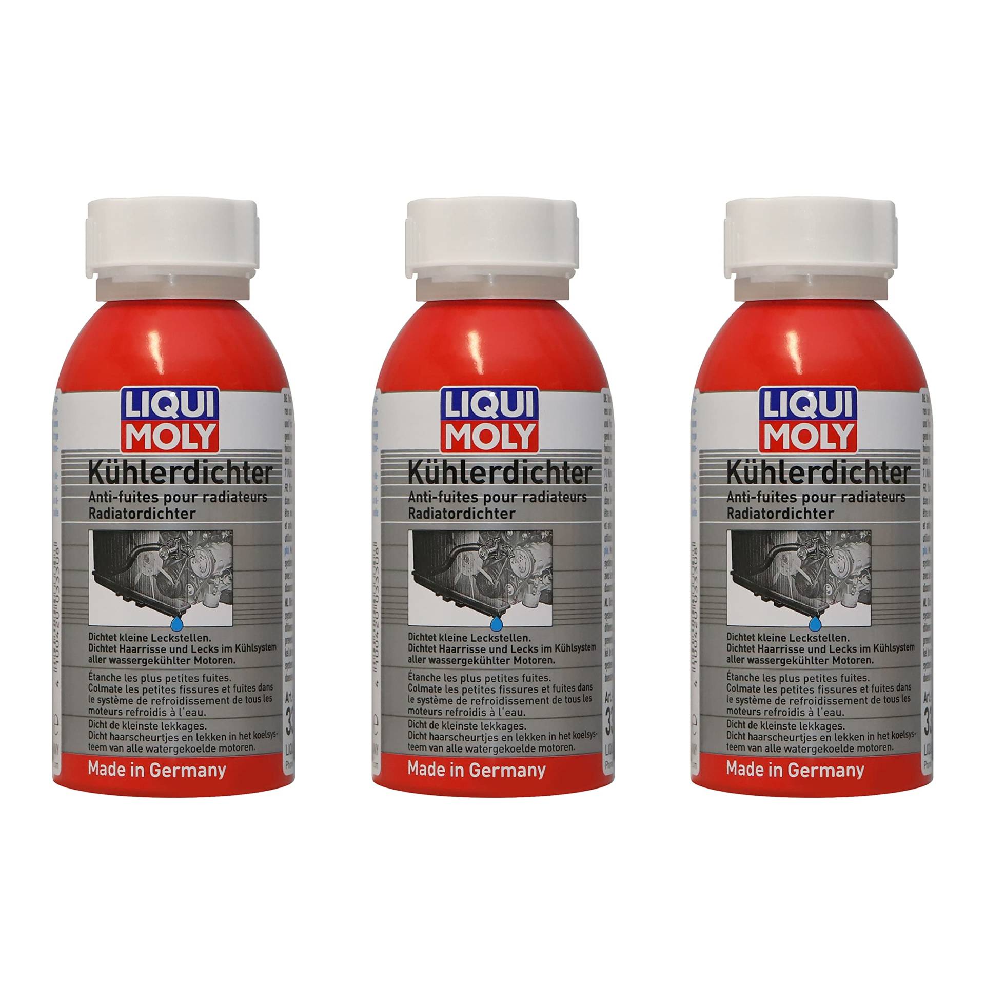 Liqui Moly 3X Kühlerdichter 150ml | dichtet dauerhaft und zuverlässig Haarrisse und kleinere Leckstellen | Kühler Additiv für Diesel- & Benzin-Motoren I 3X 150ml von Liqui Moly