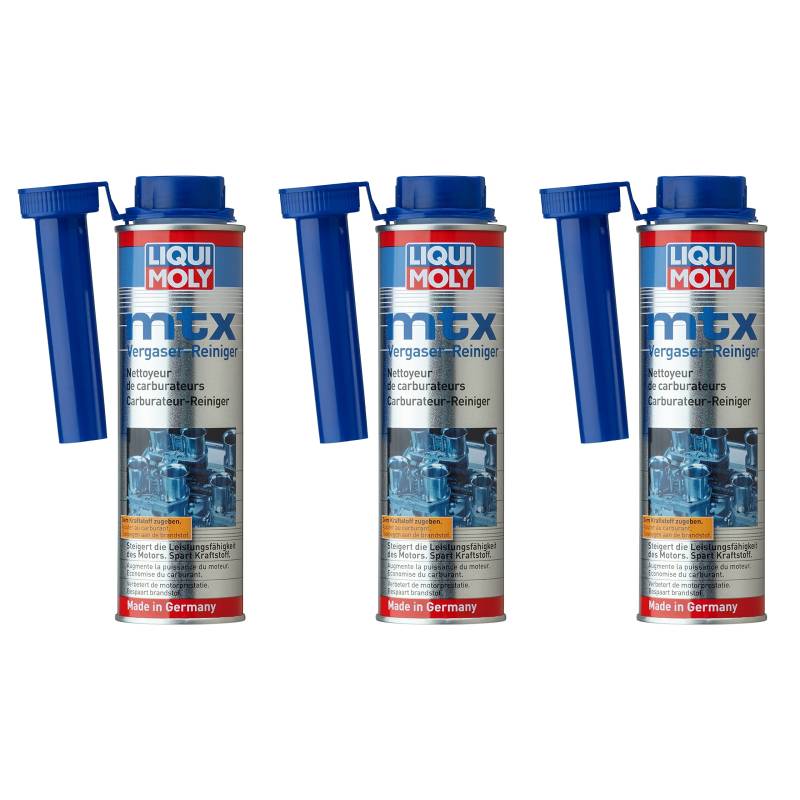 Liqui Moly 3X MTX Vergaserreiniger 300ml | Entfernt Ablagerungen im Vergaser, an Ventilen, Zündkerzen sowie im Brennraum und verhindert Neubildung | Kraftstoff Additiv für Benzin-Motoren | 3X 300ml von Liqui Moly