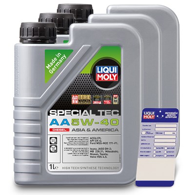 Liqui Moly 3x 1 L Special Tec AA 5W-40 Diesel + Ölwechsel-Anhänger [Hersteller-Nr. 21330] von Liqui Moly