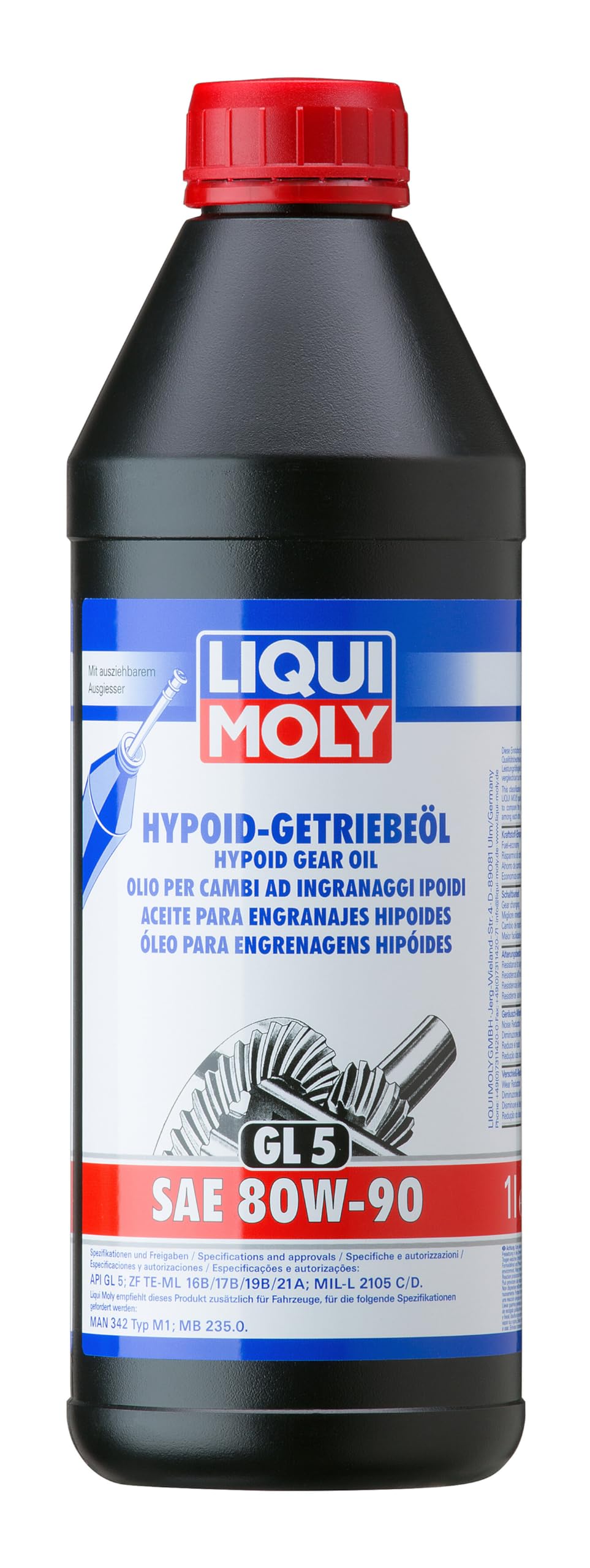 LIQUI MOLY Hypoid-Getriebeöl (GL5) SAE 80W-90 | 1 L | Getriebeöl | Hydrauliköl | Art.-Nr.: 4406, farblos von Liqui Moly