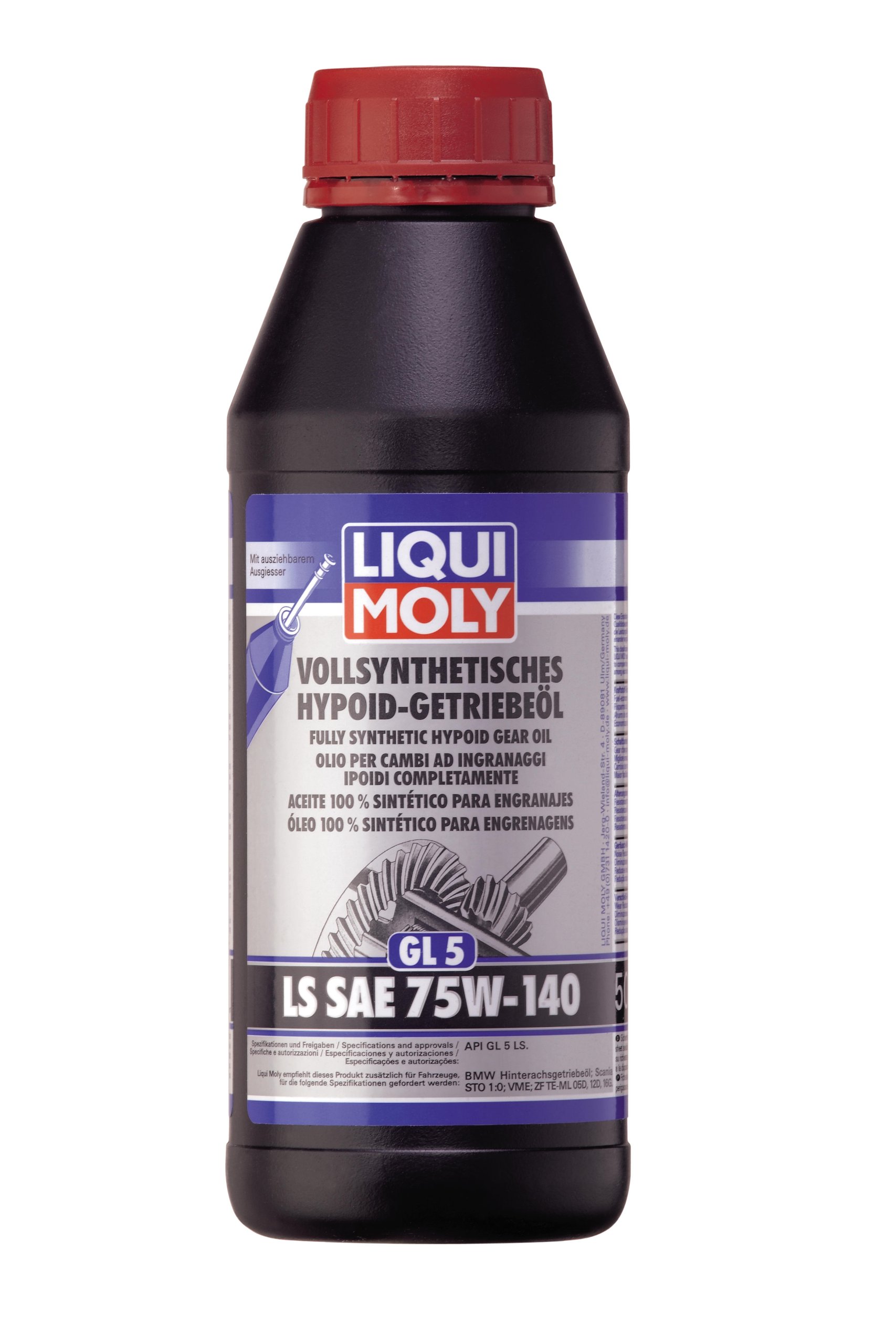 LIQUI MOLY Vollsynthetisches Hypoid-Getriebeöl (GL5) LS SAE 75W-140 | 500 ml | Getriebeöl | Hydrauliköl | Art.-Nr.: 4420, farblos von Liqui Moly