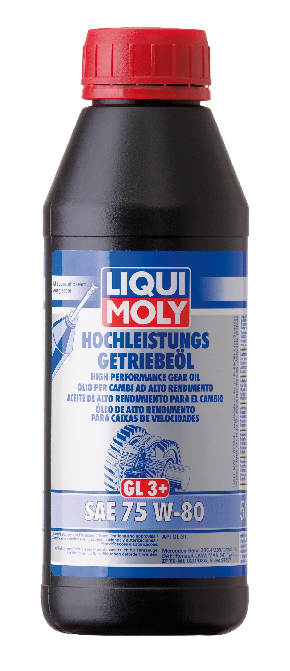 LIQUI MOLY Hochleistungs-Getriebeöl (GL3+) SAE 75W-80 | 500 ml | Getriebeöl | Hydrauliköl | Art.-Nr.: 4426, farblos von Liqui Moly