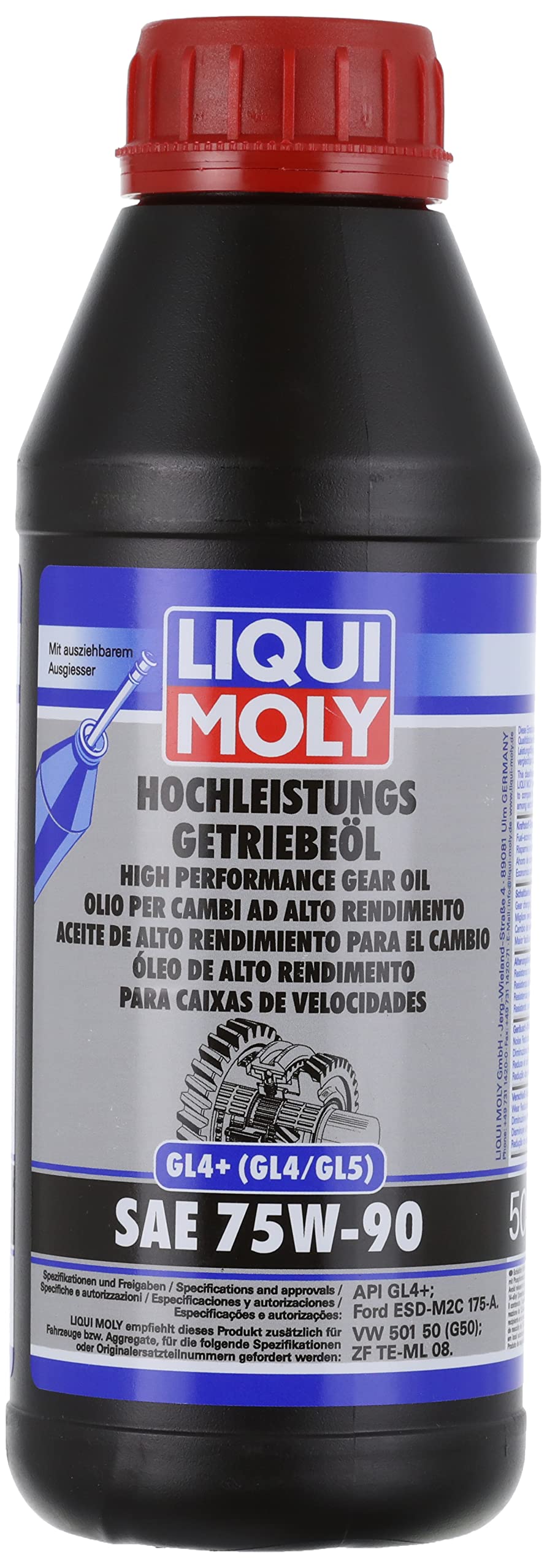 LIQUI MOLY Hochleistungs-Getriebeöl (GL4+) SAE 75W-90 | 500 ml | Getriebeöl | Hydrauliköl | Art.-Nr.: 4433 von Liqui Moly